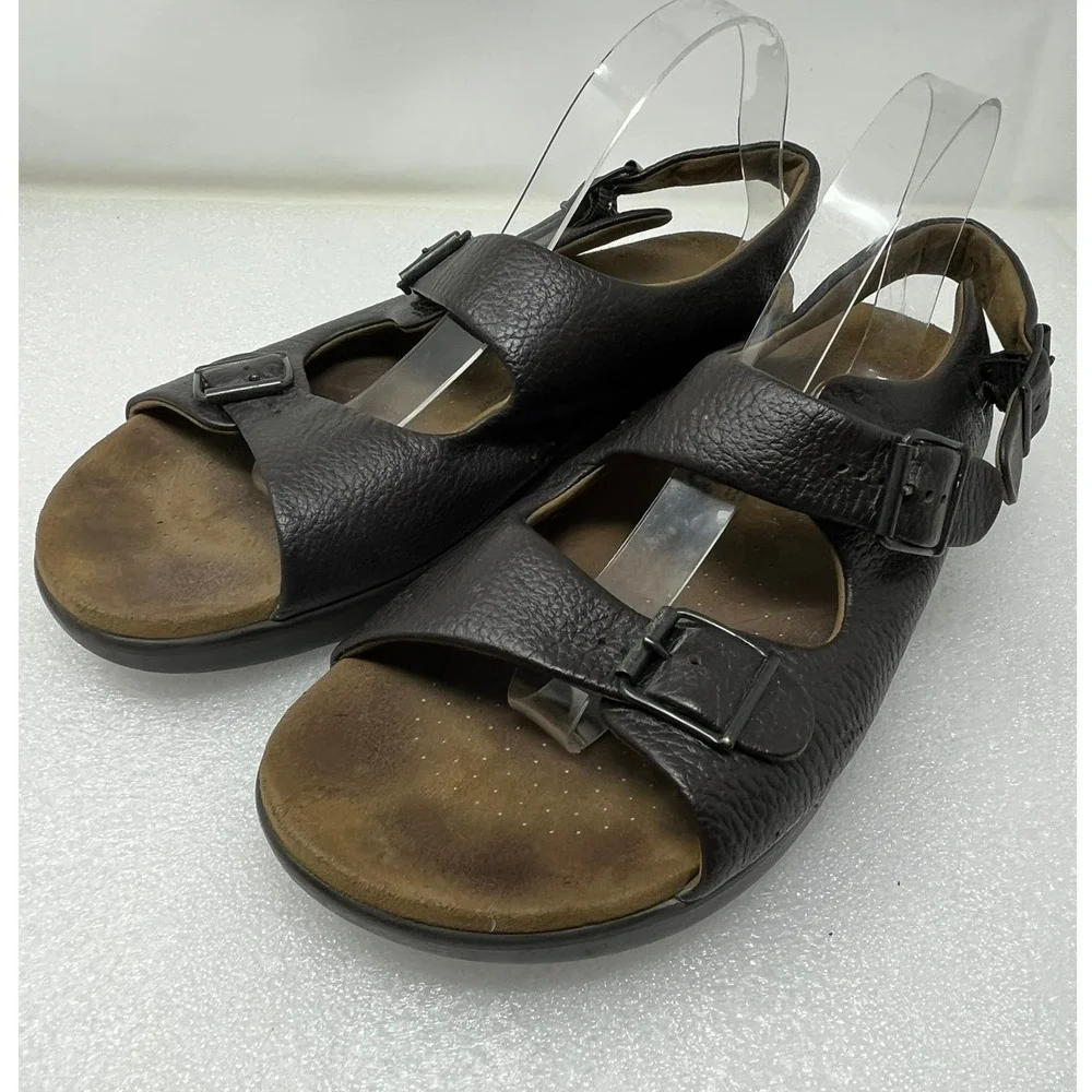 SAS Tripad Comfort Mens 12 Leather Sandals Brown Buckle Comfort Shoes